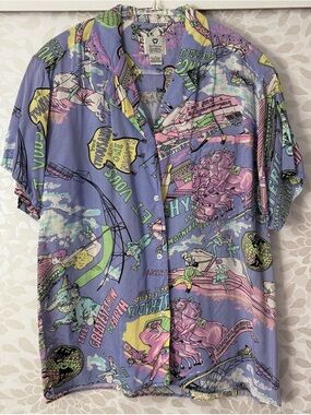 Vintage San Francisco Shirts Work Women’s S Colorful Circus Hawaiian Button Up